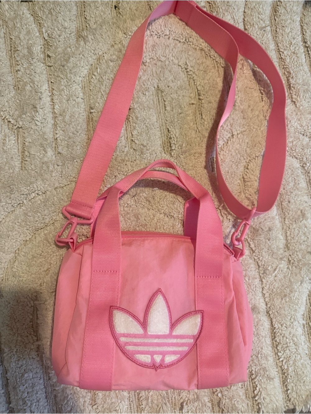 adidas Pink Crossbody Tote with Trefoil Patch